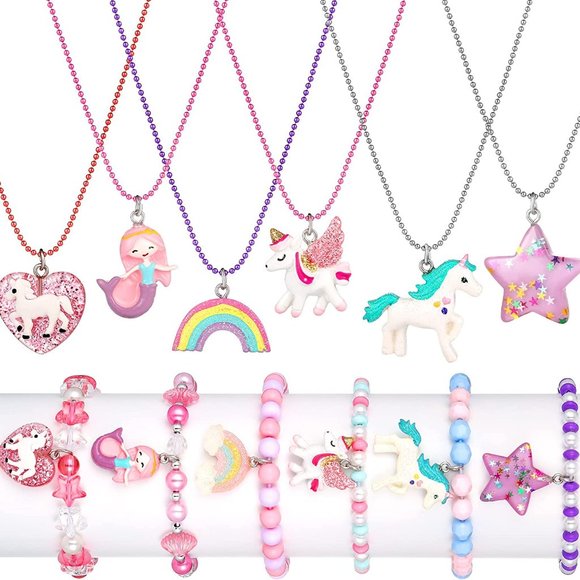 unicorn Other - New 12 Pcs Girls Necklaces and Bracelets Set Unicorn Star Heart Necklace Mermaid
